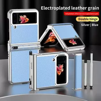 Противоударный кожаный чехол с дизайном S Pen для Samsung Galaxy Z Flip4 Flip 4 Flip3 Flip 3 Zflip4 Нескользящий чехол для Samsung Flip4 for Samsung Z Flip 3