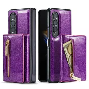 Противоударный кожаный кошелек-сумка, блестящий чехол для Samung Galaxy Z Fold 4 Fold4 Fold3 Fold 3 Zfold4, чехол для телефона с держателем для карт for Galaxy Z Fold 3 розового золота