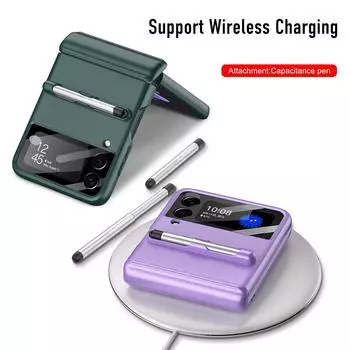 Противоударный магнитный чехол для мобильного телефона Samsung Galaxy Z Flip 3 5g Flip3 с ручкой, защитным стеклом для объектива, Fundas for Galaxy Z Flip 3 зелёный