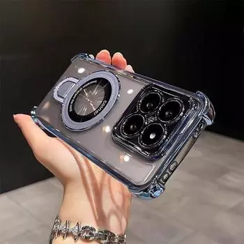 Противоударный магнитный чехол-подставка для телефона для Xiaomi 14T Pro 13T 12T 11 Lite 5G NE 15 Ultra 12S 12X Прозрачная мягкая силиконовая накладка For Xiaomi 14T