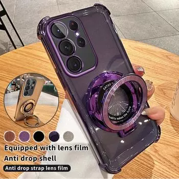 Противоударный магнитный чехол-подставка с подушкой безопасности для Samsung S23 S24 Ultra S22 S21 Plus S23FE A52 A14 A34 A54 A15 A55 iPhone 15 14 13 12 11 Pro Max 15 14 Plus iPhone 7/8/SE 2020 чёрный