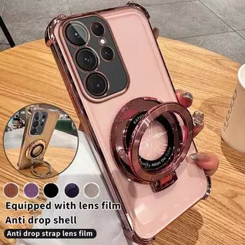 Противоударный магнитный чехол-подставка с подушкой безопасности для Samsung S23FE S24 S23 S22 S21 Ultra Plus A52 A14 A34 A54 A15 A55 iPhone 15 14 13 12 11 Pro Max 15 14 Plus iPhone 7/8/SE 2020 чёрный