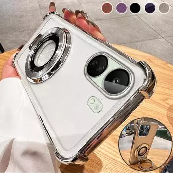 Противоударный магнитный чехол-подставка с подушкой безопасности и объективом для Redmi 10 10C 9 9A 13C 12C 12 K50 K60 K70 Pro Redmi Note 13 12 11 10 Pro 9s 13R Xiaomi 14 13 Pro Redmi 9 чёрный