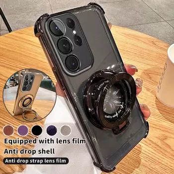 Противоударный магнитный чехол-подставка с подушкой безопасности для Samsung S24 S23 Ultra S22 S21 Plus FE A16 A14 A34 A54 A15 A55 iPhone 16 15 14 13 12 11 Pro Max 15 14 Plus iPhone 7/8/SE 2020 чёрный