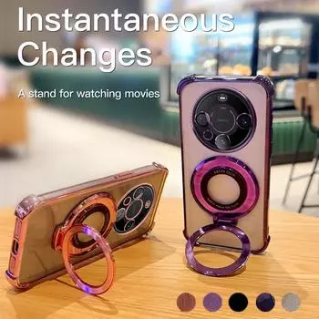 Противоударный магнитный чехол-подушка безопасности с прозрачной подставкой для Huawei Mate 60 50 40 30 Pro P30 P40 P50 P60 Pro Pura 70 Pro Nova 7 8 9 10 11 12 Pro Honor 100 200 Pro Huawei P30 чёрный