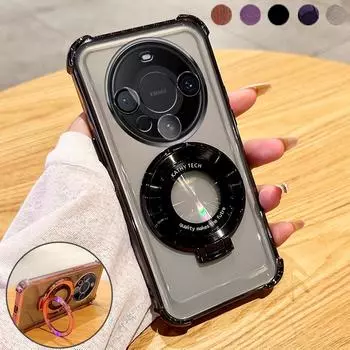 Противоударный магнитный чехол-подушка безопасности с прозрачной подставкой для Huawei Mate 30 40 50 60 Pro Pura 70 Pro P30 P40 P50 P60 Pro Nova 7 8 9 10 11 12 Pro Honor 100 200 Pro Huawei P30 чёрный