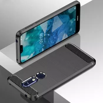 Противоударный матовый чехол для Nokia 7.1 nokia7.1 Роскошный силиконовый защитный чехол для Nokia 7.1 Чехлы из углеродного волокна с защитой от царапин For Nokia 7.1 чёрный