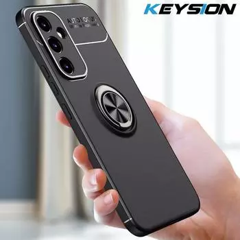 Противоударный матовый чехол KEYSION для Samsung A54 5G A34 A24 A25 A14 LTE A04S, мягкий силиконовый чехол-подставка с кольцом для телефона Galaxy S23 FE
