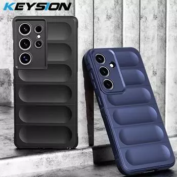 Противоударный матовый чехол KEYSION для Samsung S25 Ultra 5G S25+ Plus, противоскользящая мягкая силиконовая задняя крышка для телефона Galaxy S24 FE 5G for Galaxy S24 FE вино красного