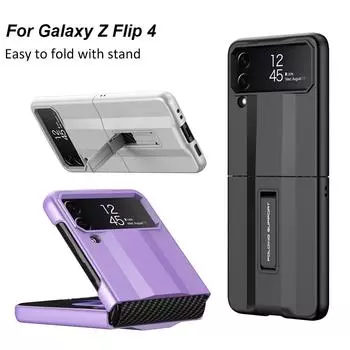 Противоударный матовый чехол-подставка для Samsung Galaxy Z Flip 4 5g, защитный шарнир, жесткий чехол-кронштейн для Samsung Z Flip4, чехол case only чёрный