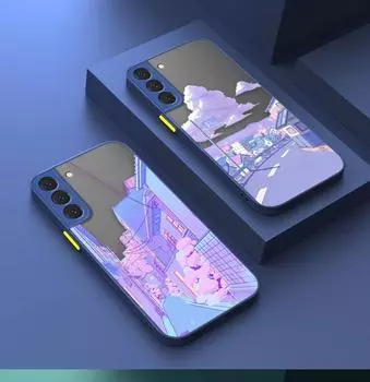 Противоударный матовый чехол с изображением японского аниме, ручная роспись, домашний пейзаж для Samsung Galaxy S22 Ultra S21 S20 FE S10 S9 S8 S10E Plus 5G Capa Samsung S22 Ultra 5G