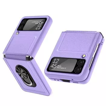 Противоударный матовый кожаный чехол-подставка для Samsung Galaxy Z Flip 3 5g Flip3, противоскользящая сумка для мобильного телефона для Samsung Z Flip 3, чехлы for Galaxy Z Flip 3 чёрный