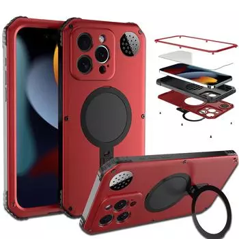 Противоударный металлический алюминиевый защитный бампер с подставкой Magsafe, чехол для телефона для ароматерапии с подставкой для IPhone 15 Pro Max For iphone 15pro max серебряный