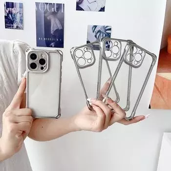 Противоударный мягкий чехол с четырьмя углами и защитой от падений для iPhone Xiaomi Poco Huawei Honor OPPO Vivo защитный чехол iPhone 12 Pro серебряный