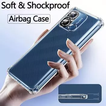 Противоударный мягкий кристально чистый прозрачный силиконовый чехол из ТПУ с подушкой безопасности, чехол для телефона Redmi 12C/12/10C/10 RedMi 10C чистый