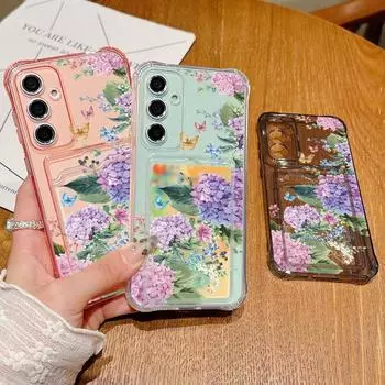 Противоударный мягкий силиконовый чехол для слота для карт памяти для Samsung S24 S22 Ultra Plus S23 S21 S20 Fe A55 A54 A53 A52 A35 A15 A16 Flowers Slim Lens Protection Cover Samsung S24 серый