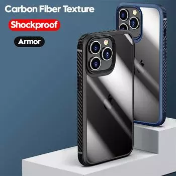 Противоударный официальный защитный чехол для Iphone 14 13 12 11 Pro Max Iphone13 Mini X Xs Xr 14pro 14max Hd с прозрачной рамкой из углеродного волокна For iPhone XS Max