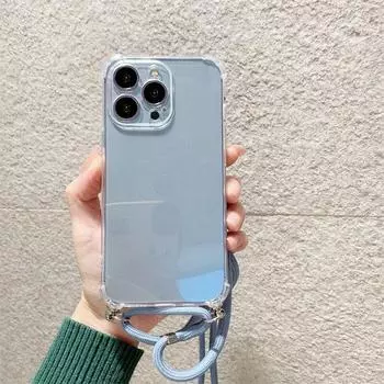 Противоударный прозрачный чехол через плечо для Iphone 14 11 12 13 Pro Max Xr X 7 8 Plus/Samsung S22 S21 S20 A12 A22 A32 A52 A13 A33 A53/Redmi 10 9 9A 9C 9T iphone 6 6s белый