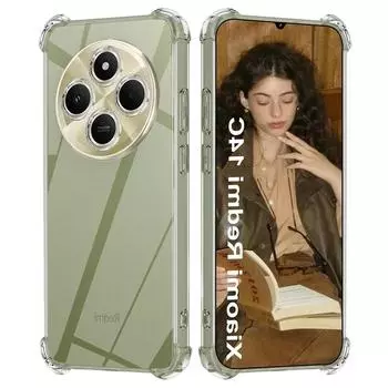 Противоударный прозрачный чехол для телефона Airbag для Xiaomi Redmi 14C 14R, мягкий защитный бампер из ТПУ с четырьмя углами для Redmi 13 13C 4G 5G Redmi 14C 4G прозрачный