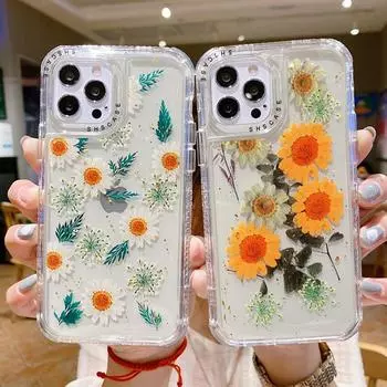 Противоударный прозрачный чехол для телефона с блестящим цветком для Iphone 13 11 12 14 Pro Max 13pro Xs Max Xr X противоударный чехол-бампер с двойной рамкой For iPhone X or XS