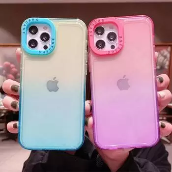 Противоударный прозрачный чехол для телефона с градиентом для Iphone 14 13 Pro Max 12 11 Pro Max Xr Xs X 14plus 13, прозрачный мягкий бампер, задняя крышка For iPhone 13Pro Max