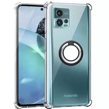 Противоударный прозрачный чехол для телефона с подушкой безопасности для Motorola Moto G72 E22i G62 G42 G82 G52 E32 G22 G23 G13 G53 G73 X40, чехлы с кольцевым держателем и подставкой For Moto G73 чёрный