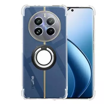 Противоударный прозрачный чехол для телефона с подушкой безопасности для Realme 12 Pro Plus, кольцевой держатель, Мягкая задняя крышка из ТПУ для Realme 12 5g For Realme 12 синий