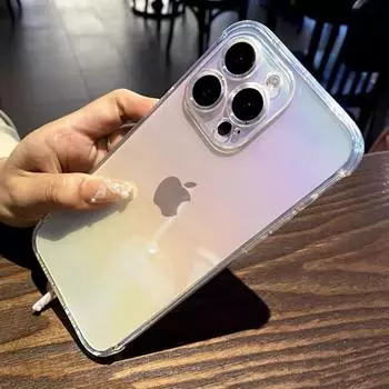 Противоударный прозрачный чехол для телефона с синим градиентом и бампером для iPhone 11 12 13 14 15 Pro Max X XR XS Max 7 8Plus, мягкая задняя крышка из ТПУ, чехол For iPhone X