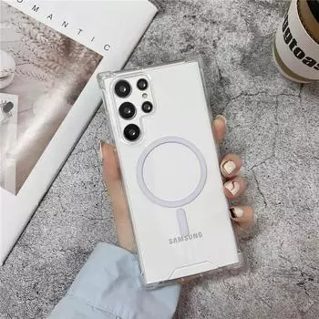 Противоударный прозрачный чехол для телефона Samsung Galaxy S23 S22 S21 S20 Note 20, ультрамагнитный чехол для Magsafe Macsafe, прозрачная крышка Samsung Note20 Ultra