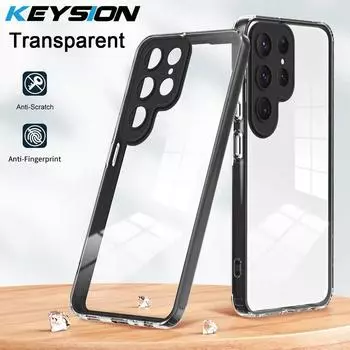 Противоударный прозрачный чехол KEYSION для Samsung S24 Ultra 5G S24 + прозрачный силикон из ТПУ + чехол для телефона из ПК для Galaxy S22 Plus S23 FE for Galaxy S24 белый