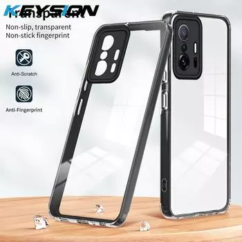 Противоударный прозрачный чехол KEYSION для Xiaomi 11T Pro 5G, прозрачный ТПУ + ПК 2 в 1, задняя крышка для телефона Xiaomi Mi 11T Pro 5G