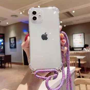 Противоударный прозрачный чехол с ремешком через плечо для Redmi 12 12C 13C 10 9 9A 9T Note 12 11 10s 9 Pro Poco X5 X4 X3 M4 F3 F4 F5 Pro/Samsung S24 S23 S22 Ultra iphone 15 золотой