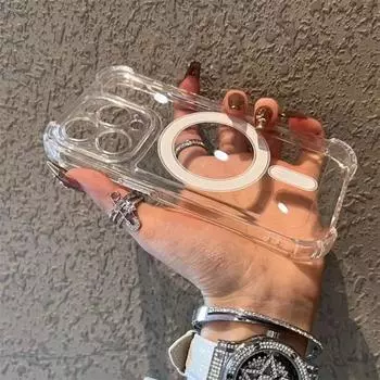 Противоударный прозрачный магнитный чехол для телефона iPhone 15 14 13 11 12 Pro Max 15 Plus для Magsafe, акриловый чехол с беспроводной зарядкой For iphone15Promax