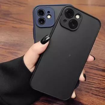 Ударопрочный силиконовый чехол-бампер для iPhone 16 15 14 Plus 12 13 11 Pro Max Mini X XR XS 8 7 6 Plus SE 2020 Роскошный прозрачный матовый чехол iPhone 13 Mini чёрный