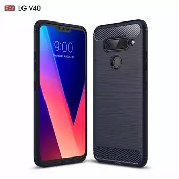 Противоударный силиконовый чехол для LG V40 ThinQ, полная защитная задняя крышка lg v40thinq lgv40, чехол из матового углеродного волокна LG V40 ThinQ чёрный