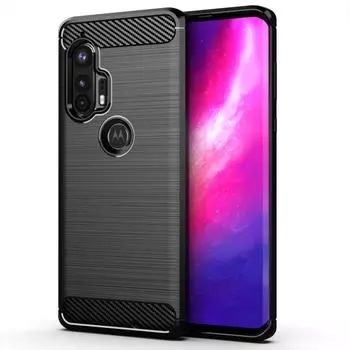 Противоударный силиконовый чехол для Moto Edge Plus Чехлы из углеродного волокна для moto edge+ Чехол для телефона MOTO Edge plus с матовой текстурой Moto Edge Plus чёрный