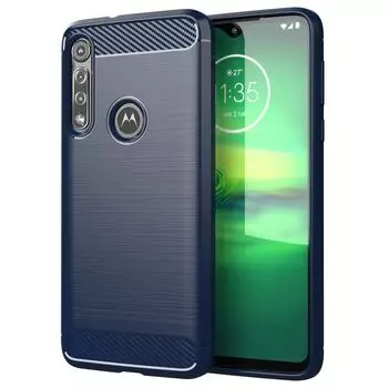 Противоударный силиконовый чехол для Moto G8 Play, полный защитный мягкий чехол для телефона moto one macro, роскошные чехлы из углеродного волокна Moto G8 Play чёрный