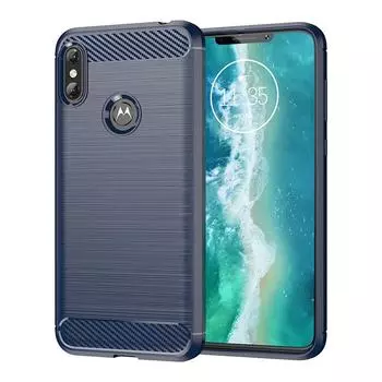 Противоударный силиконовый чехол для Moto One Power Brushed Carbon Fiber Case для moto p30 note Soft Back Phone Cover Coque Fundas Moto One Power чёрный