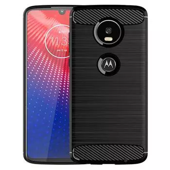 Противоударный силиконовый чехол для Moto Z4 Play Armor Soft Phone Cover для moto z2 MOTO Z2 Force Carbon Fiber Case Moto Z4 чёрный