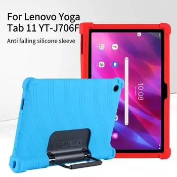 Противоударный силиконовый чехол с 4 утолщенными уголками для Lenovo Yoga Tab 11, детский защитный защитный чехол для Lenovo YT-J706F YT-J706X Yoga Tab 11 YT-J706 красный