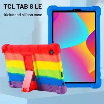 Противоударный силиконовый чехол с 4 утолщенными уголками для TCL Tab 8 LE, защитный чехол для детей 8 дюймов, защитный чехол для планшета с задней подставкой TCL Tab 8 LE красный