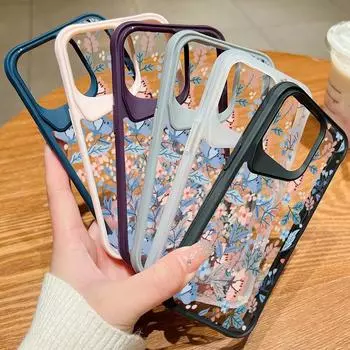 Противоударный тонкий гибридный акриловый чехол для телефона для iPhone 15 Pro Max 14 Plus 13, прозрачный цветной чехол с мягким краем iPhone 15 чёрный