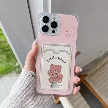 Противоударный тонкий TPU чехол-кошелек для телефона для Redmi, Realme, Samsung, iPhone 14/11, A53, A52S, Vivo – Легкий, Защита от царапин, Стильный чехол iPhone 16E