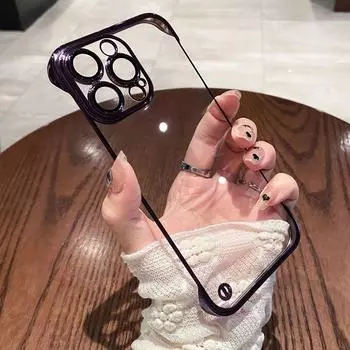 Противоударный ультратонкий бронированный безрамный чехол для Iphone 14 13 12 Pro Max 14plus Роскошный прозрачный жесткий защитный чехол For iPhone 12 Pro золотой