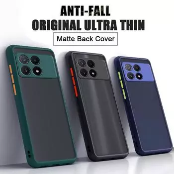 Противоударный защитный чехол для Poco X6 X5 Pro X3 NFC X4 GT Coque для Poco F6 F5 F4 GT F3 M5 M4 M3 M6 Pro Матовый противоударный чехол для телефона For Poco X6 Pro 5G чёрный