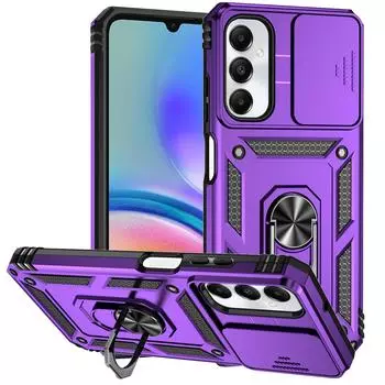 Противоударный защитный чехол для Samsung Galaxy A05S A05, магнитный автомобильный держатель для колец, задняя крышка-подставка, выдвижная крышка объектива для Galaxy A04S A04, защитные чехлы For Samsung Galaxy A05S фиолетовый