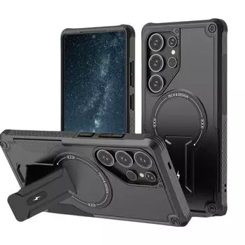 Противоударный защитный чехол для Samsung Galaxy S25 Ultra S24 Plus A55 A56 A54 5G A16 A15 A14 A35 A36 Подставка для телефона Аксессуары for Galaxy S25 чёрный