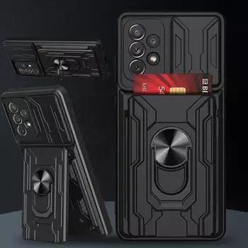 Противоударный защитный чехол для слайд-камеры для Samsung Galaxy A53 A73 A33 A13 A12 S21 S22 Redmi Note 11 10C iPhone 13 12 11 Pro Max, держатель для карт, чехол-подставка Samsung Galaxy A13 4G розового золота