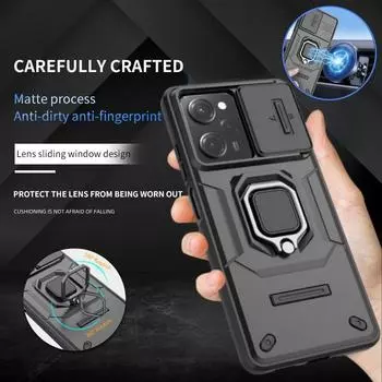 Противоударный защитный чехол для Xiaomi Redmi Note 12S, защитный чехол для объектива камеры Redmi Note 12 Pro Plus Note12, чехол-держатель для кольца For Redmi Note 12S чёрный