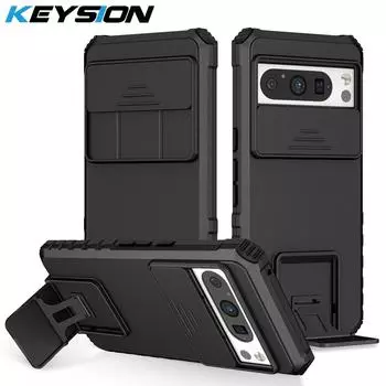 Противоударный защитный чехол KEYSION для Google Pixel 8 Pro, защита объектива камеры, задняя крышка с подставкой для телефона Google Pixel 8 for Pixel 8 красный